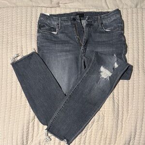 MOTHER denim High Waisted Looker Ankle Fray 30
